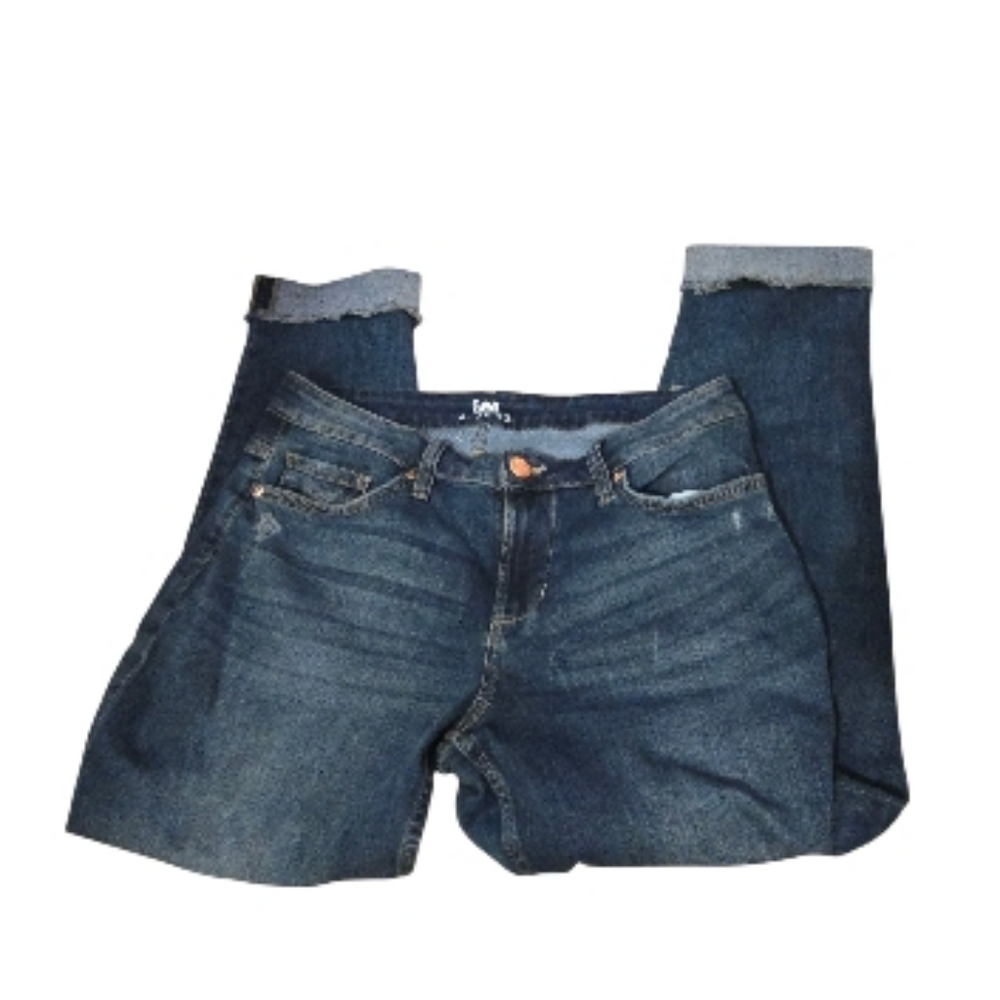 Women's Lee Riders Dark Wash Cuffed Denim Jeans W Stretch& Distristress Size 10